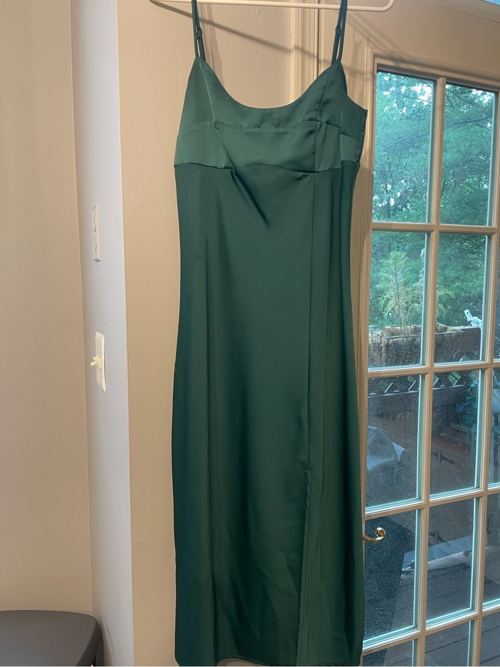 a new day Emerald Green Satin Midi Slip Dress